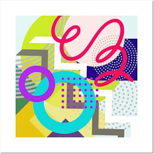 Modern Geometric Pattern Bright POP Retro Style Posters and Art